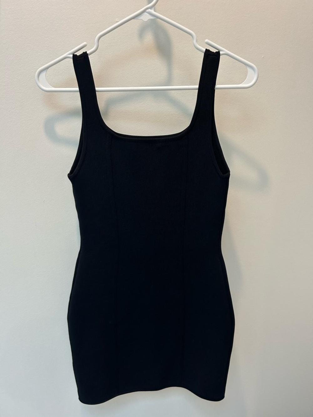 Babaton Black Ribbed Mini Dress